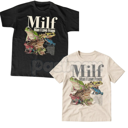 "M.I.L.F. Man I Love Frogs" Funny T-Shirt – Sarcastic Internet Meme Graphic Tee, Premium 100% Cotton Amphibian Fan Top, Soft Lived-In Heavyweight Retro Aesthetic Shirt, Made in USA Pasimax