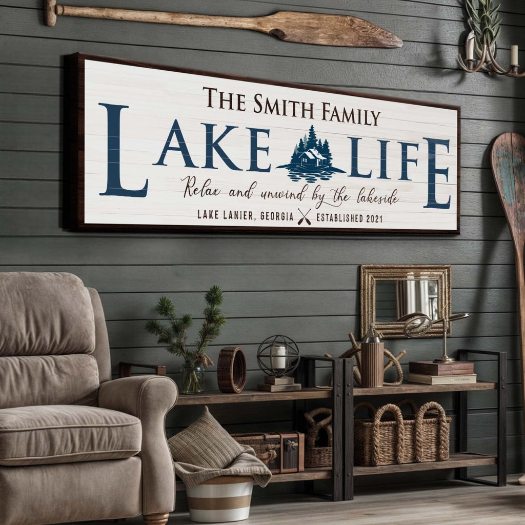 Personalized Lake Life Sign Tailored Canvases