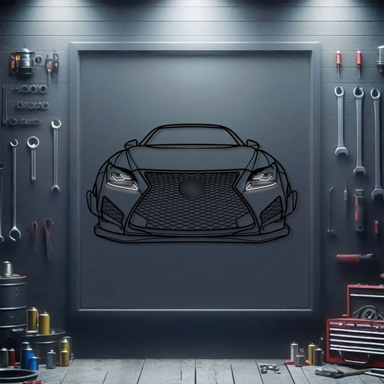 2015 RC F Rocket Bunny Front View Metal Neon Car Wall Art - MTN0173