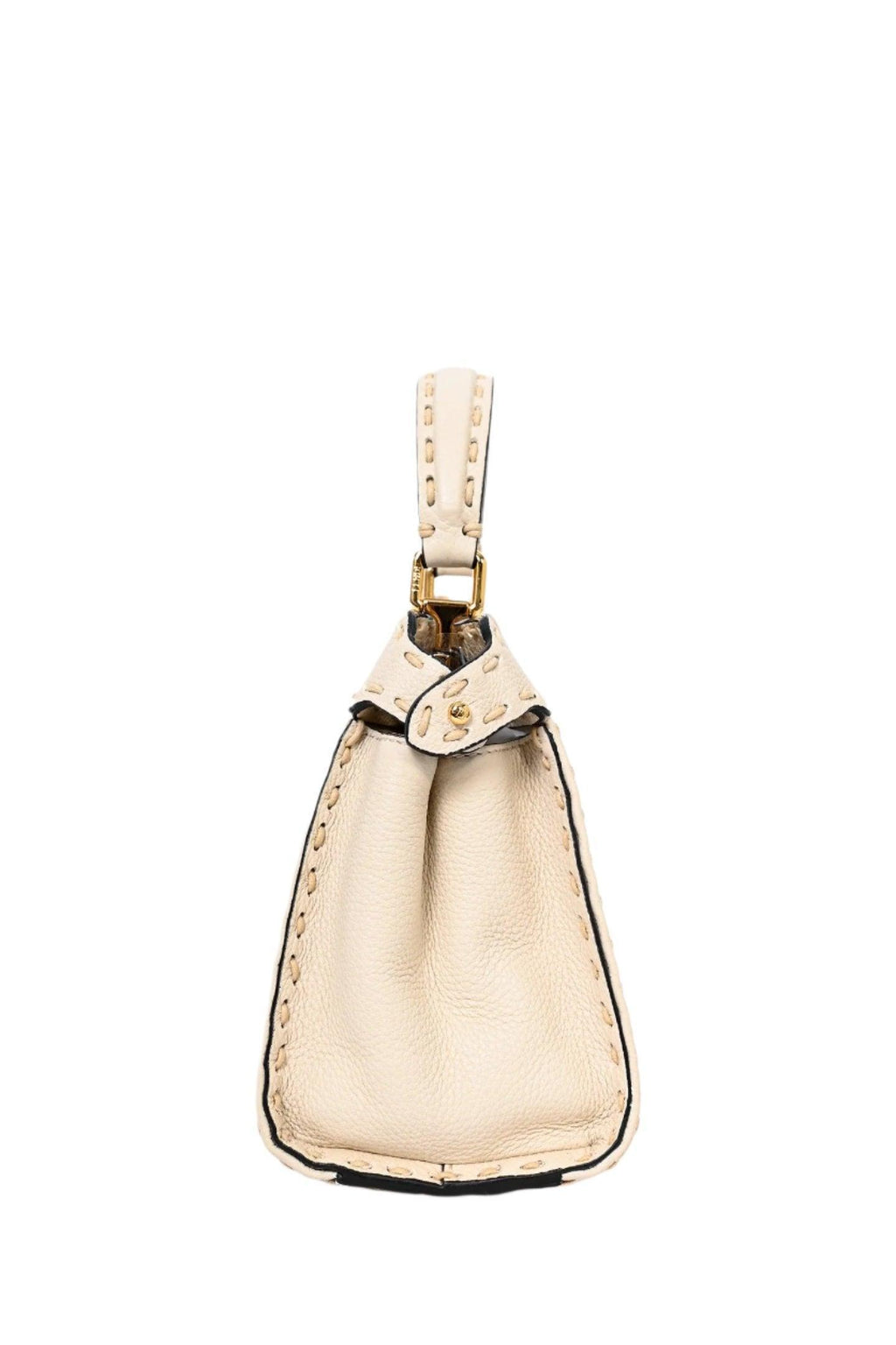 Fendi Cream Leather Astrology Embroidered Canvas Mini Peekaboo Top Handle