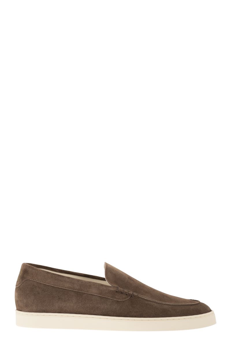 BRUNELLO CUCINELLI Chevron-Effect Suede Moccasin Trainers Banlieue91