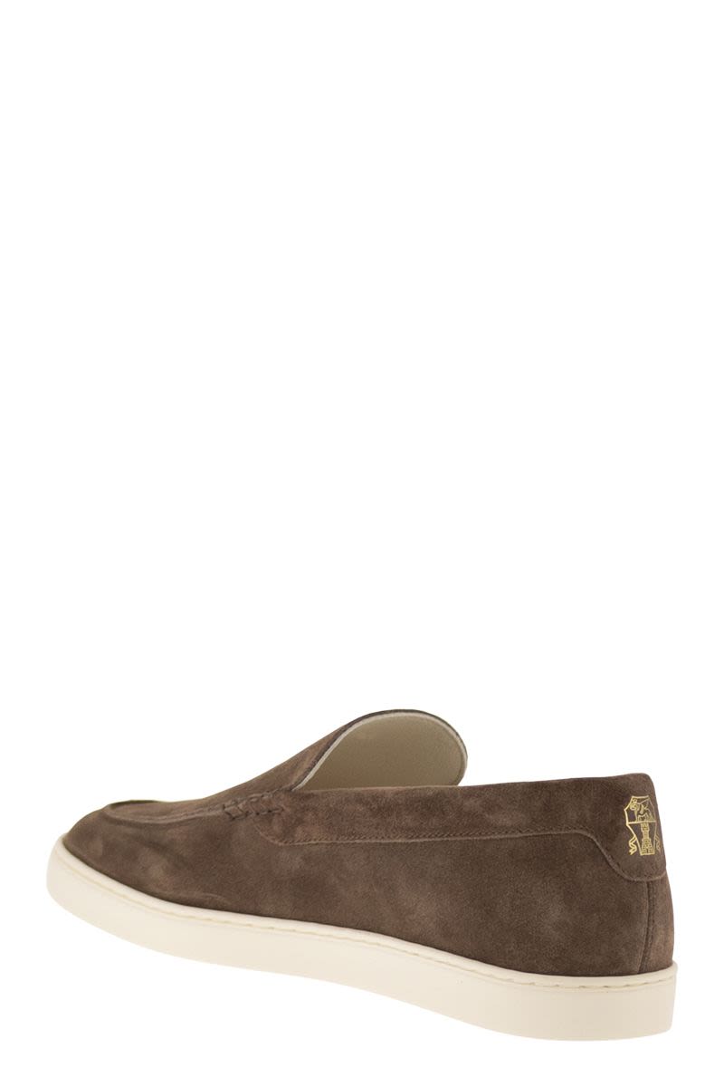 BRUNELLO CUCINELLI Chevron-Effect Suede Moccasin Trainers Banlieue91