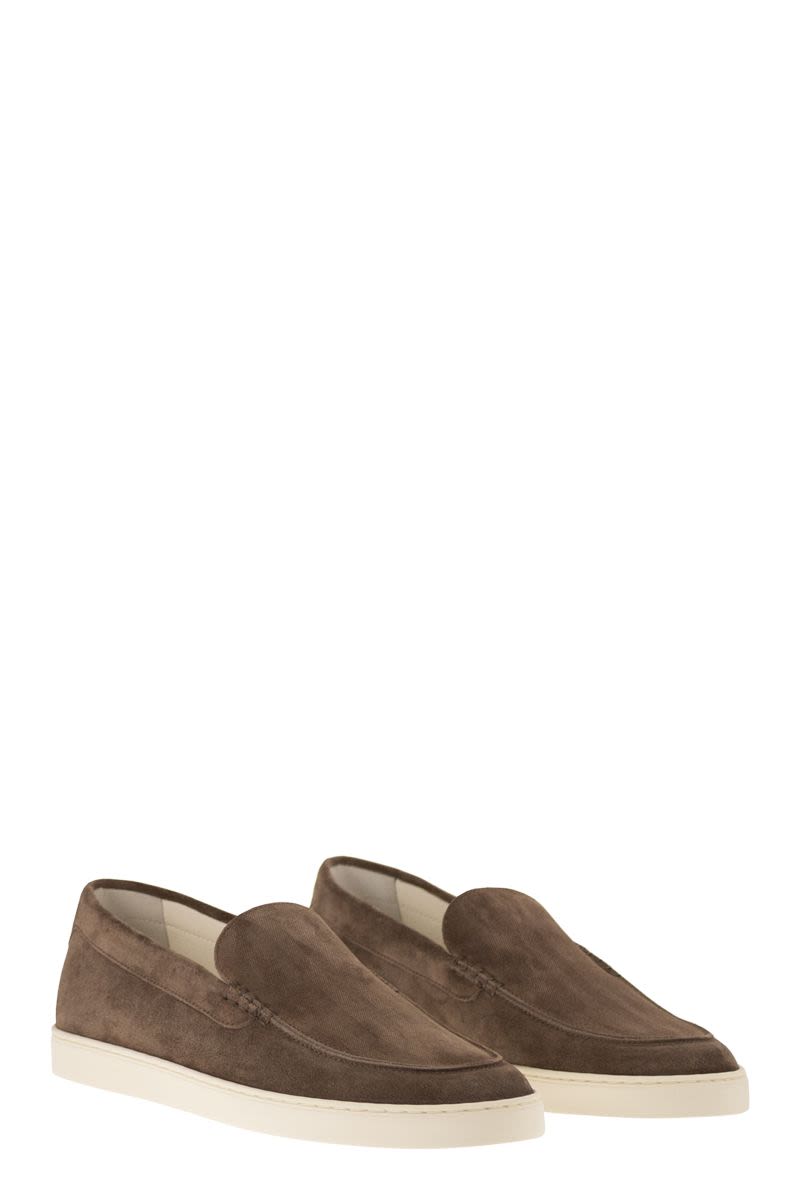 BRUNELLO CUCINELLI Chevron-Effect Suede Moccasin Trainers Banlieue91