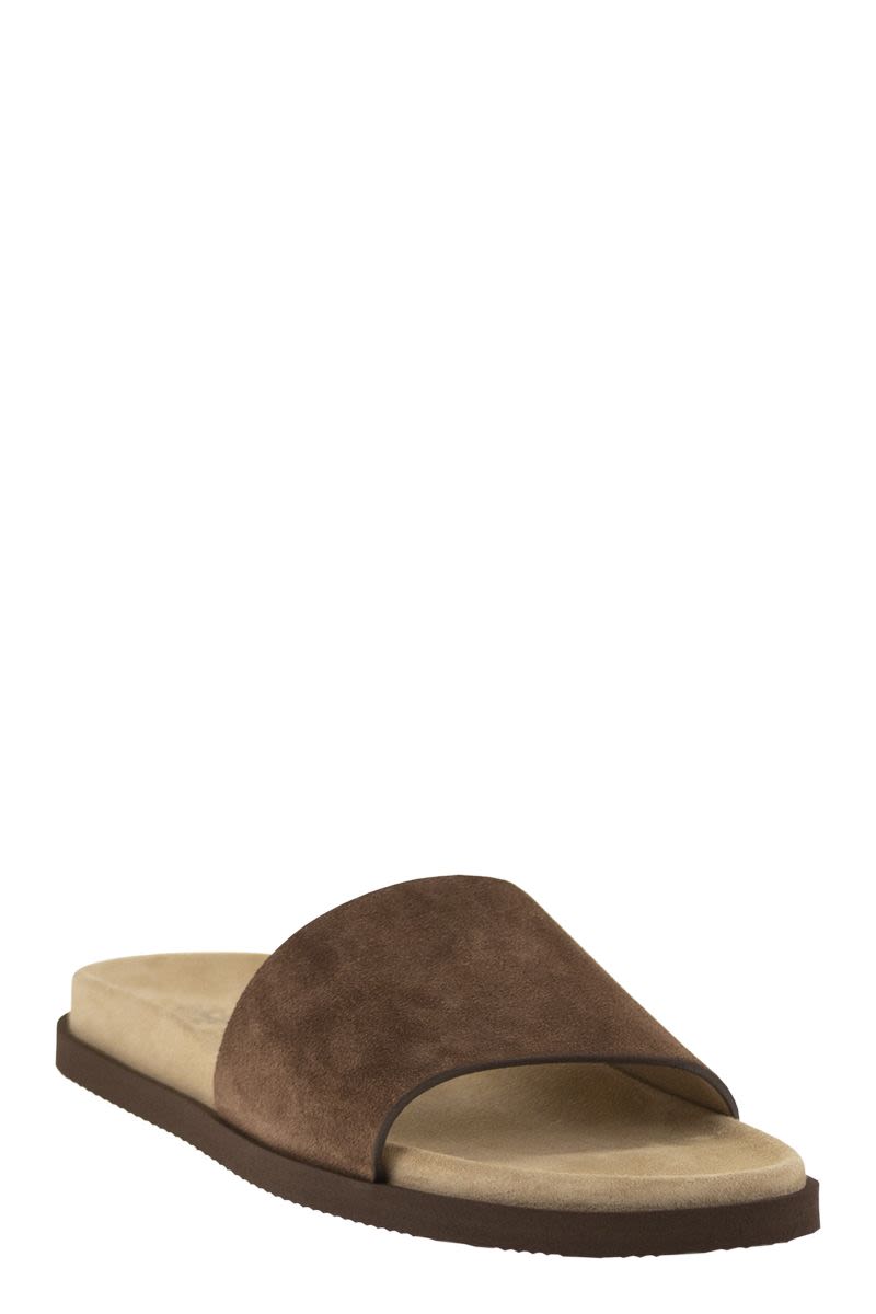 BRUNELLO CUCINELLI Flat Suede Sandals for Men Banlieue91