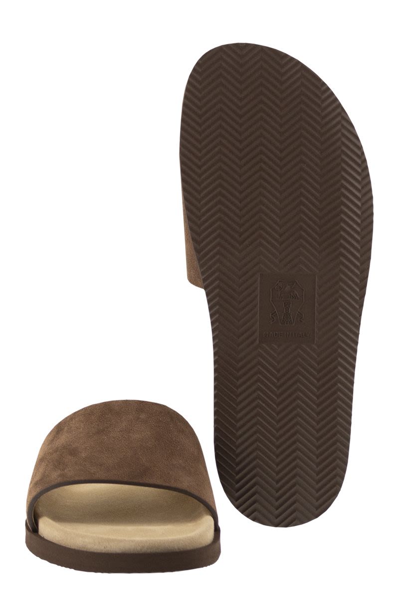BRUNELLO CUCINELLI Flat Suede Sandals for Men Banlieue91