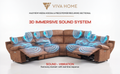 MaxView Media Mocha 6-Piece Power Reclining Sectional with Immersive Sound System Ornate Furniture