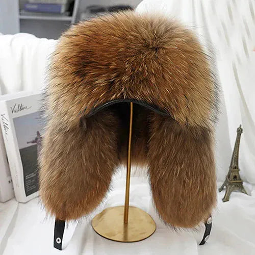 Men’s Real Silver Fox Fur Ushanka Hat BLAKESTORE-NG