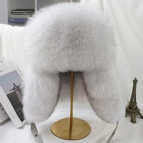 Men’s Real Silver Fox Fur Ushanka Hat BLAKESTORE-NG