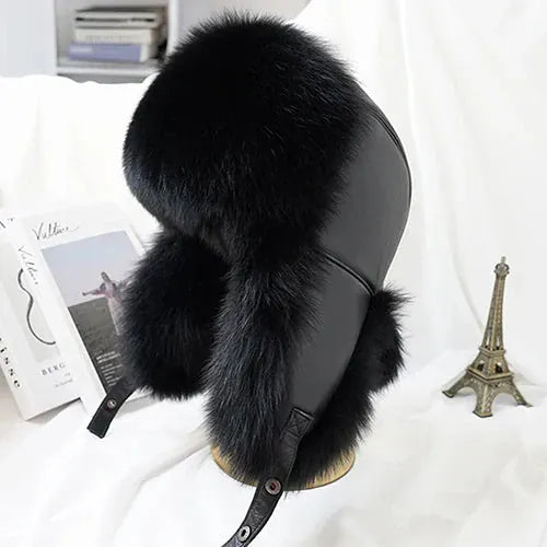 Men’s Real Silver Fox Fur Ushanka Hat BLAKESTORE-NG