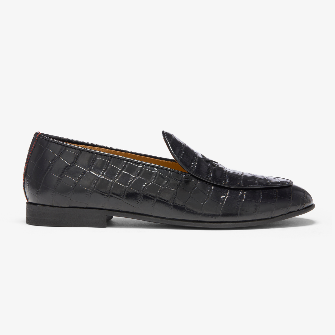 Men's Black Full Croc Milano Loafer Del Toro Shoes