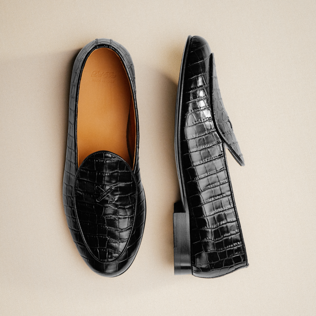 Men's Black Full Croc Milano Loafer Del Toro Shoes
