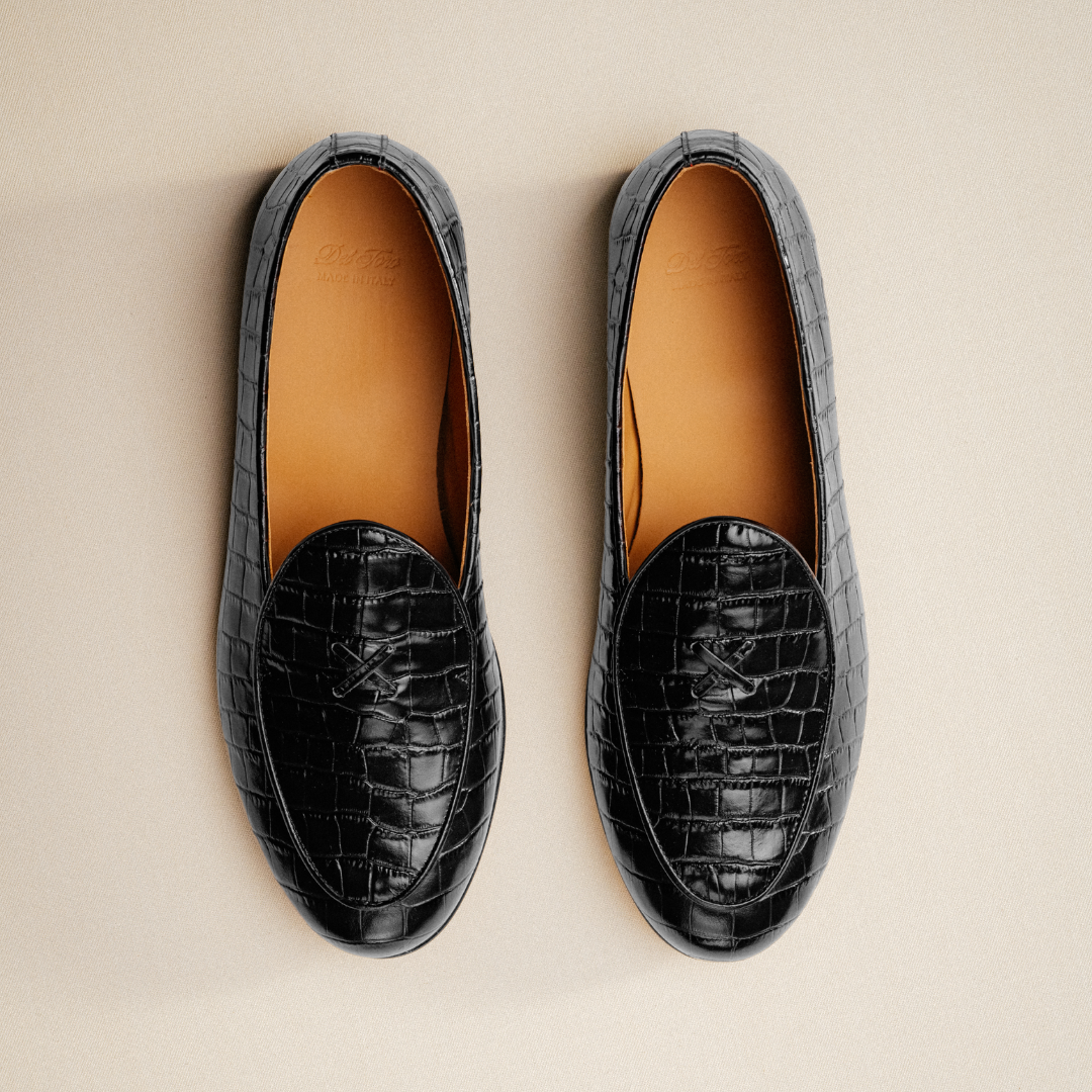 Men's Black Full Croc Milano Loafer Del Toro Shoes