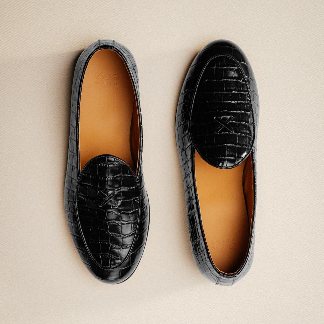 Men's Black Full Croc Milano Loafer Del Toro Shoes