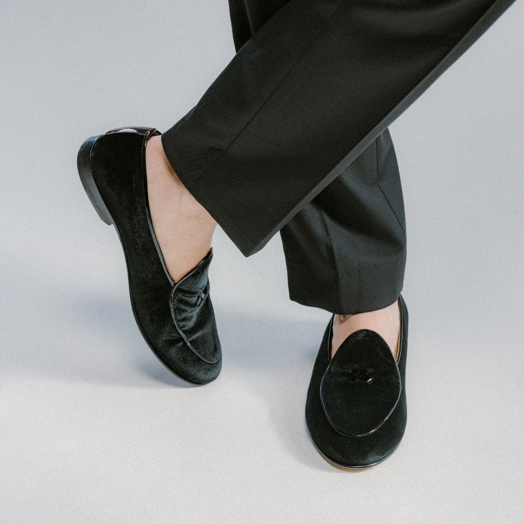 Men's Black Velvet Milano Loafer Del Toro Shoes