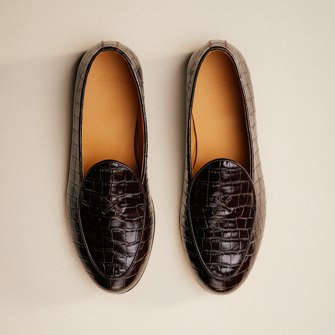 Men's Dark Brown Full Croc Milano Loafer Del Toro Shoes