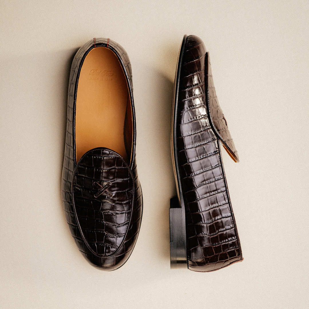 Men's Dark Brown Full Croc Milano Loafer Del Toro Shoes