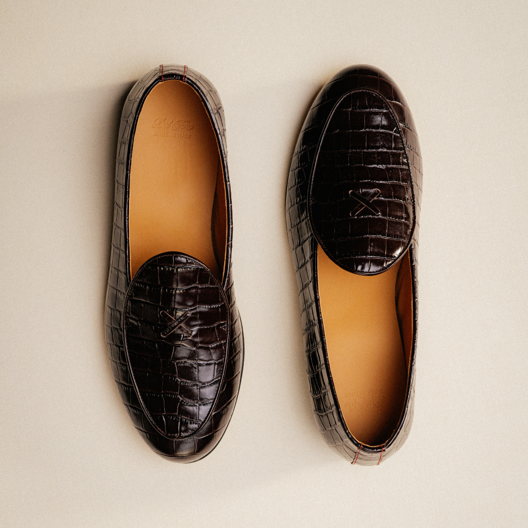 Men's Dark Brown Full Croc Milano Loafer Del Toro Shoes
