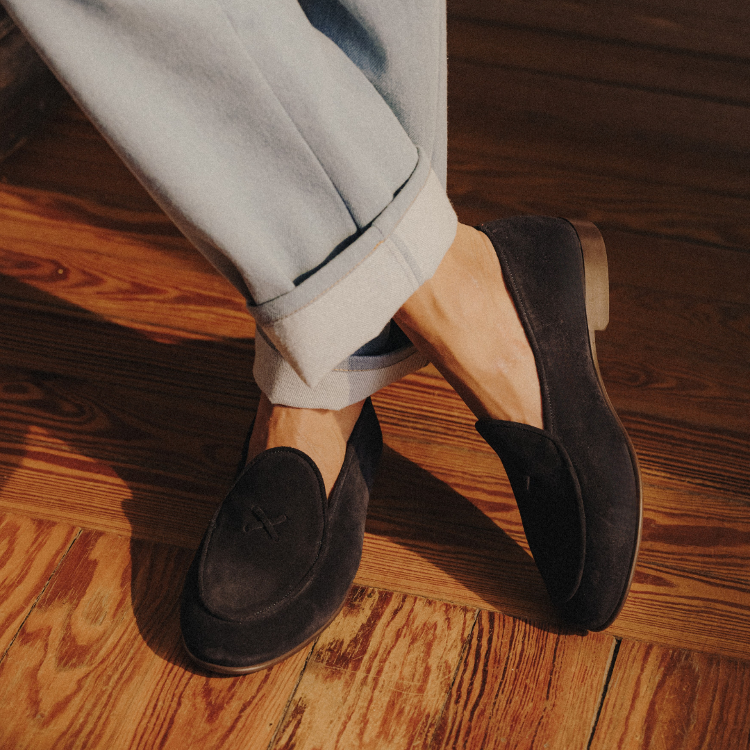 Men's Navy Suede Milano Loafer Del Toro Shoes