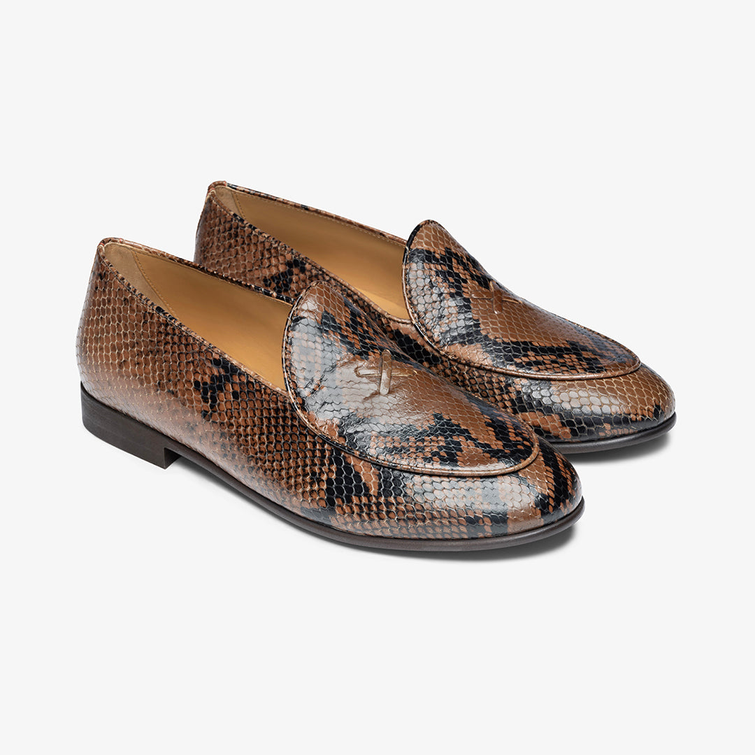 Men's Brown Snakeskin Milano Loafer Del Toro Shoes