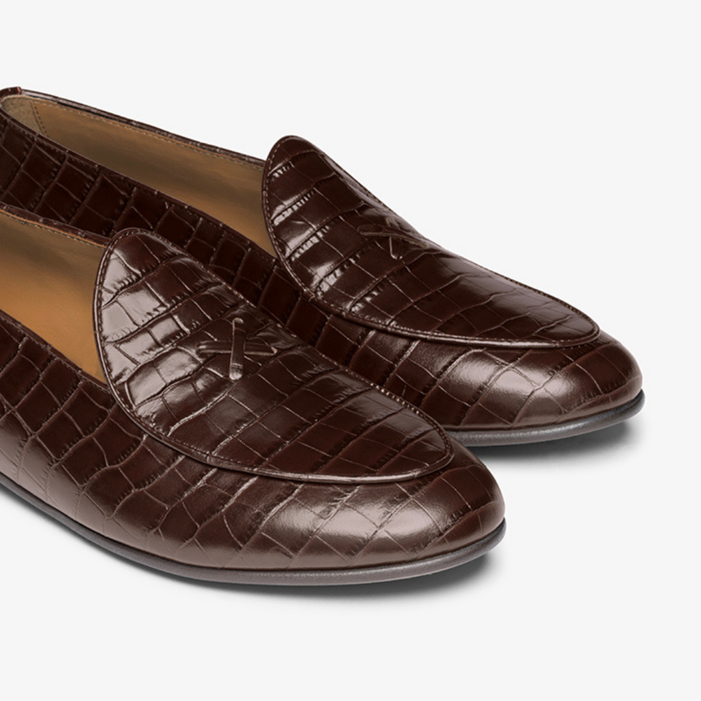 Men's Dark Brown Full Croc Milano Loafer Del Toro Shoes