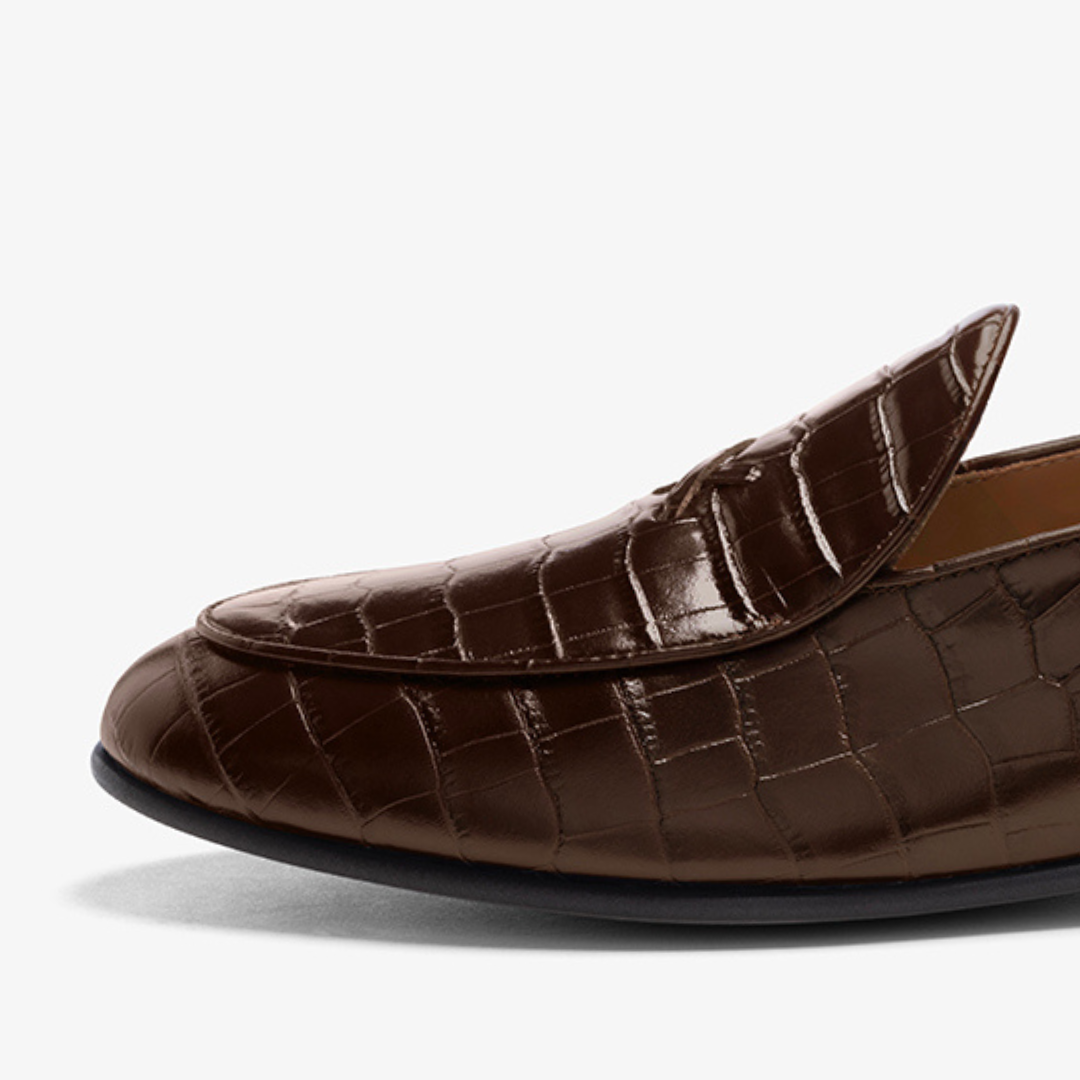 Men's Dark Brown Full Croc Milano Loafer Del Toro Shoes