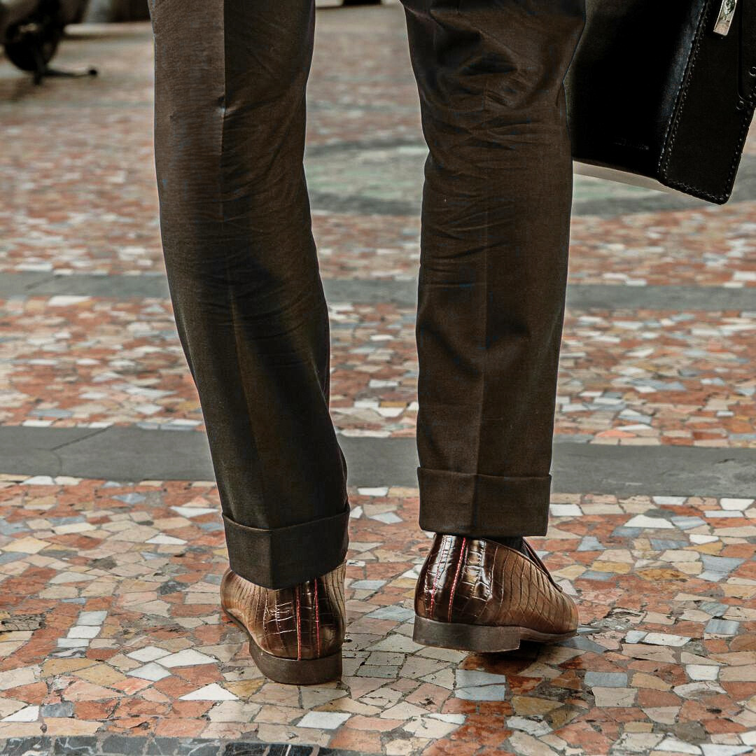 Men's Dark Brown Full Croc Milano Loafer Del Toro Shoes
