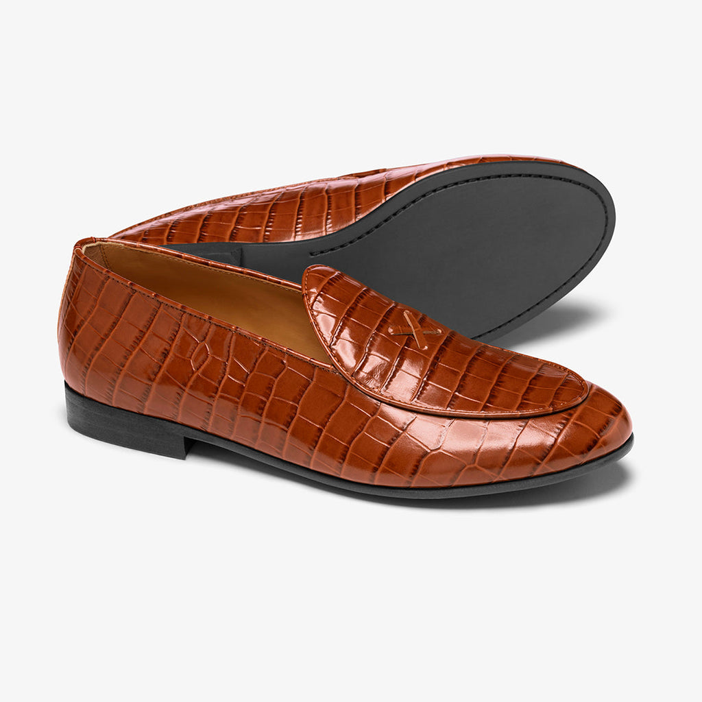 Men's Cognac Full Croc Milano Loafer Del Toro Shoes