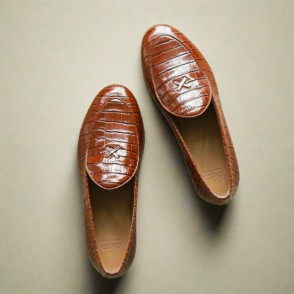 Men's Cognac Full Croc Milano Loafer Del Toro Shoes
