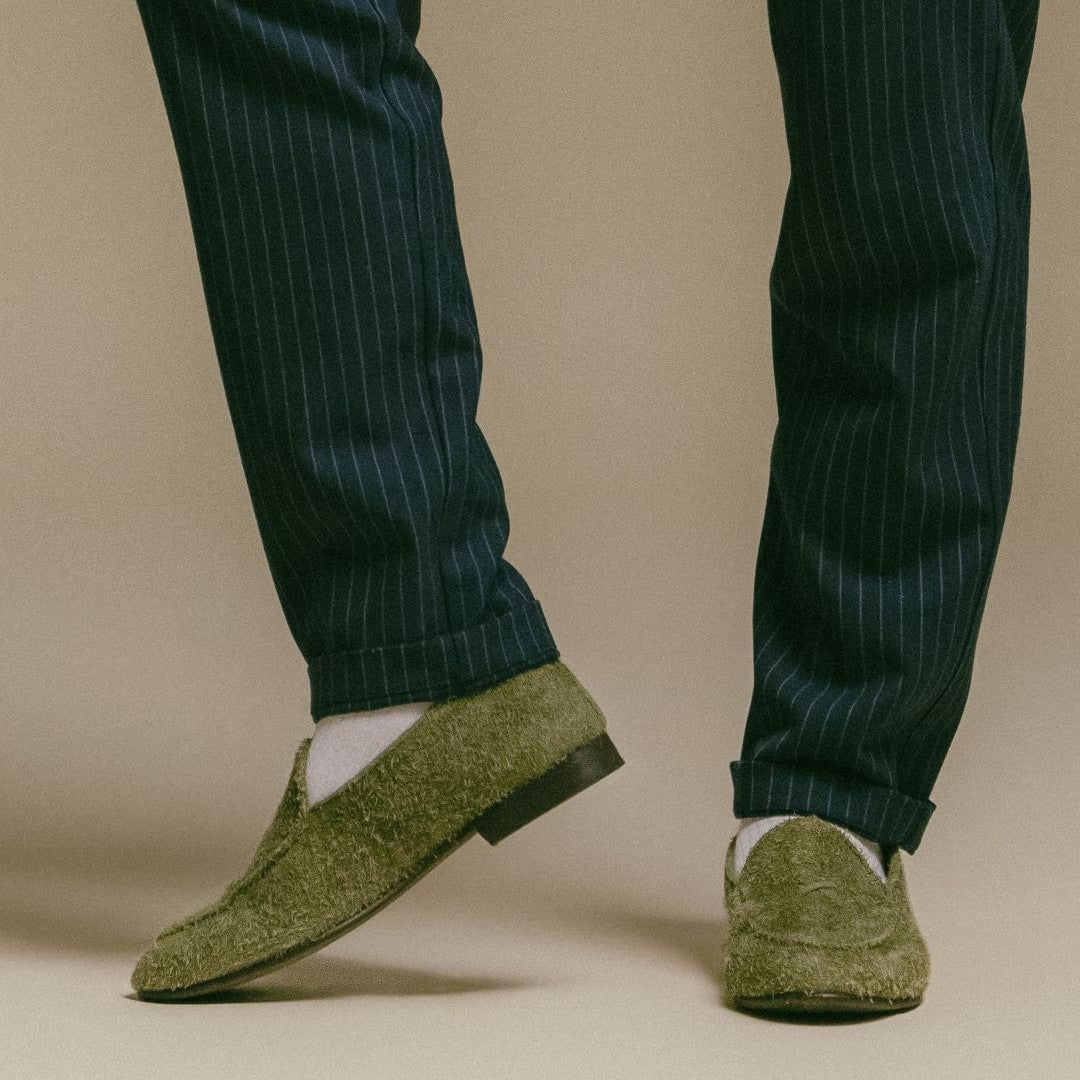 Men's Olive Textured Suede Milano Loafer Del Toro Shoes