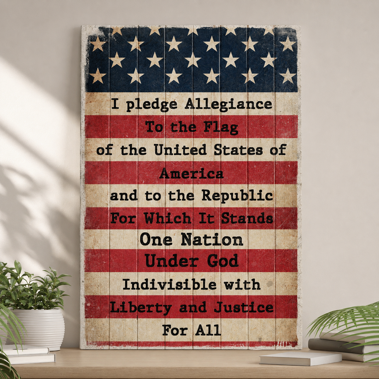 America Pledge Allegiance Sign Tailored Canvases