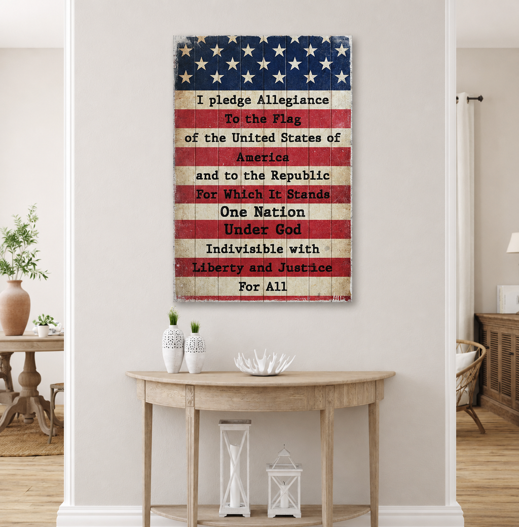 America Pledge Allegiance Sign Tailored Canvases