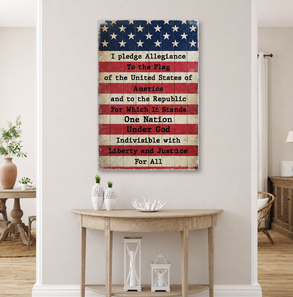 America Pledge Allegiance Sign Tailored Canvases