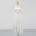 Vacation Maxi Dress Hollowed out Embroidered Strap Fishtail Design Dress Women Bella Mia
