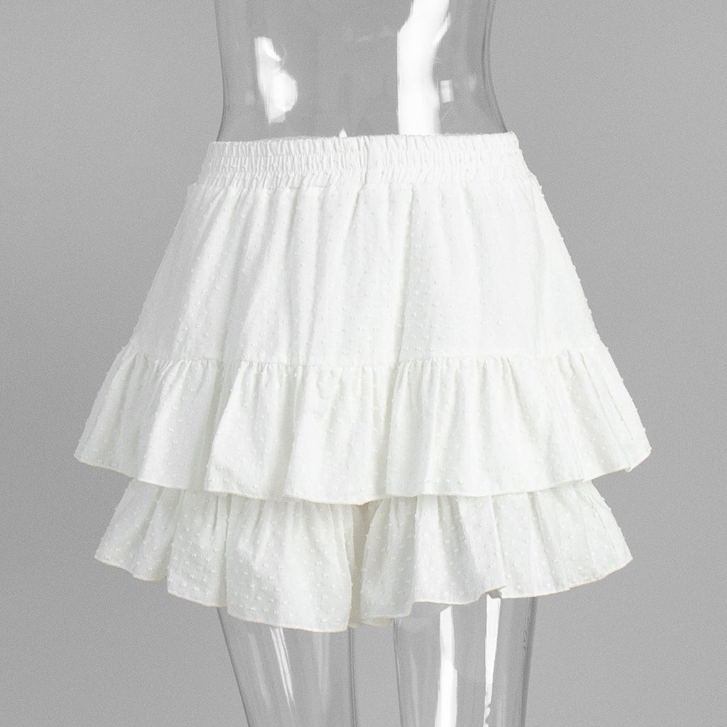 Ruffled Shorts Summer Polka Dot Solid Color High Waist Pure Cotton Shorts Pantskirt Wanita Store