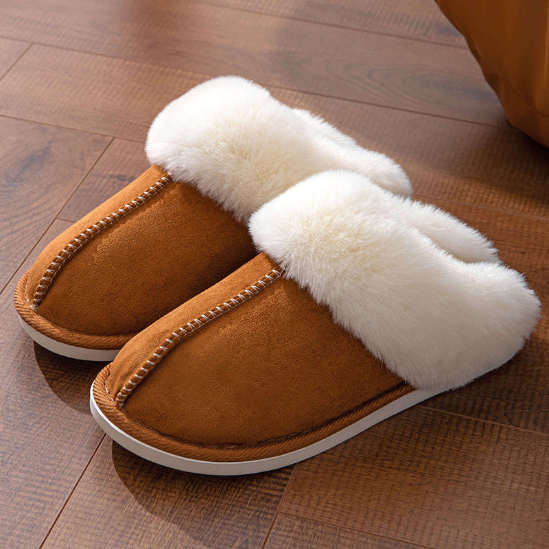 Fluffy Slippers Autumn Winter Warm Slugged Bottom Home Thickened Fleece Slippers Home Indoor Cotton Slippers Wanita Store