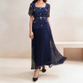 Summer Short Sleeve Dress Women High Grade Heavy Industry Beads Metal Buckle Square Collar Lace Stitching Bella Mia