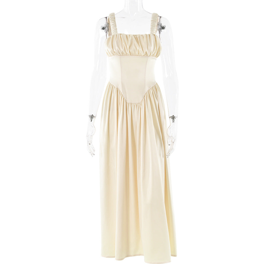 Spring Dress Sexy Square Collar Sling Stitched Backless Dress Bella Mia