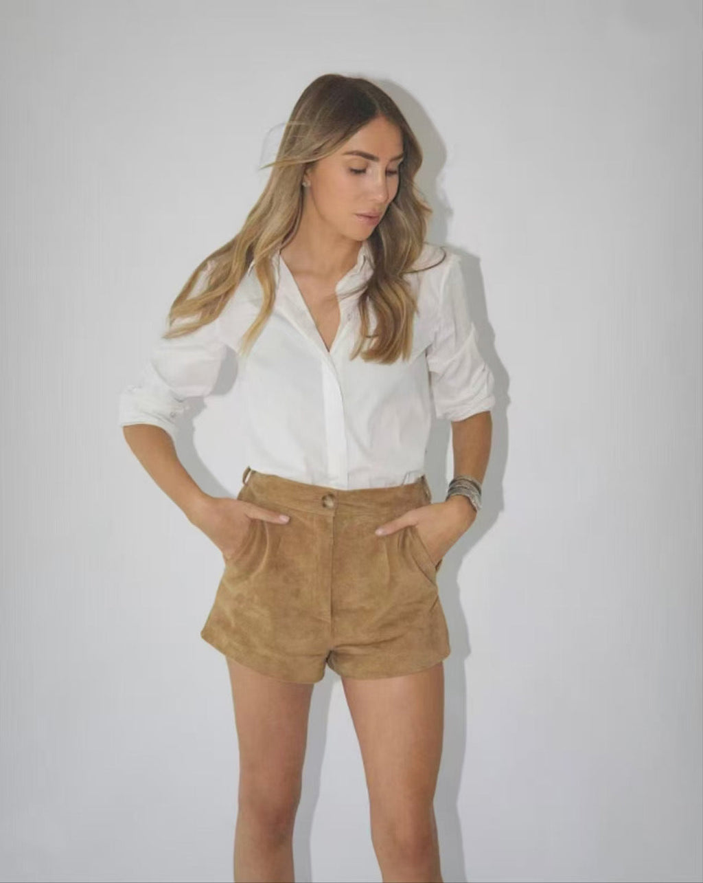 Autumn Winter Retro Suede Locomotive Clothing Jacket Coat Shorts Two Piece Sets