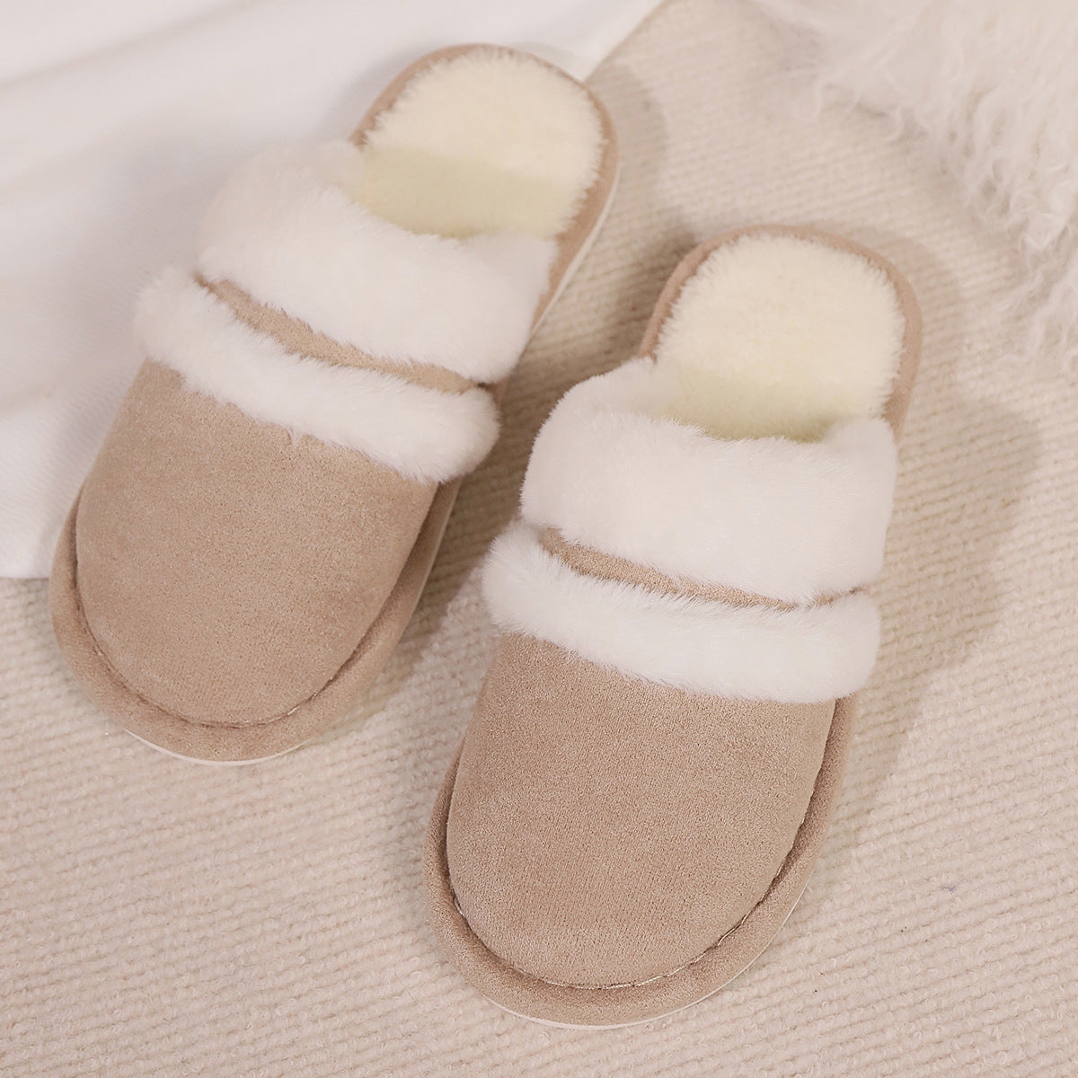 Fluffy Slippers Autumn Winter Warm Slugged Bottom Home Thickened Fleece Slippers Home Indoor Cotton Slippers Wanita Store