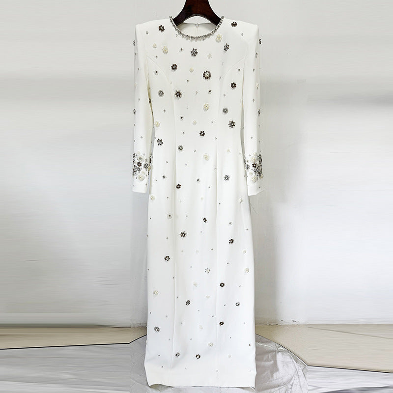 Heavy Industry Beads Diamond Embedded Slim Maxi Dress Formal Dress Wanita Store