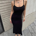 Spring Women Clothing Solid Color Sexy Slim Spaghetti Straps Sleeveless Maxi Dress Bella Mia