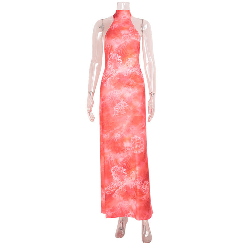 Summer Seaside Vacation Sexy Sleeveless Halter Backless Maxi Dress Women Bella Mia