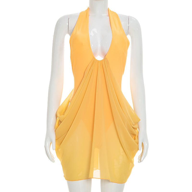 Women Clothing Spring Summer Sexy Halter Stitching Dress for Women Bella Mia