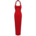 Retro French Black Dress Halter Cut out Advanced Sexy Inner Wear Spring Bandage One Piece Dress Wanita Store