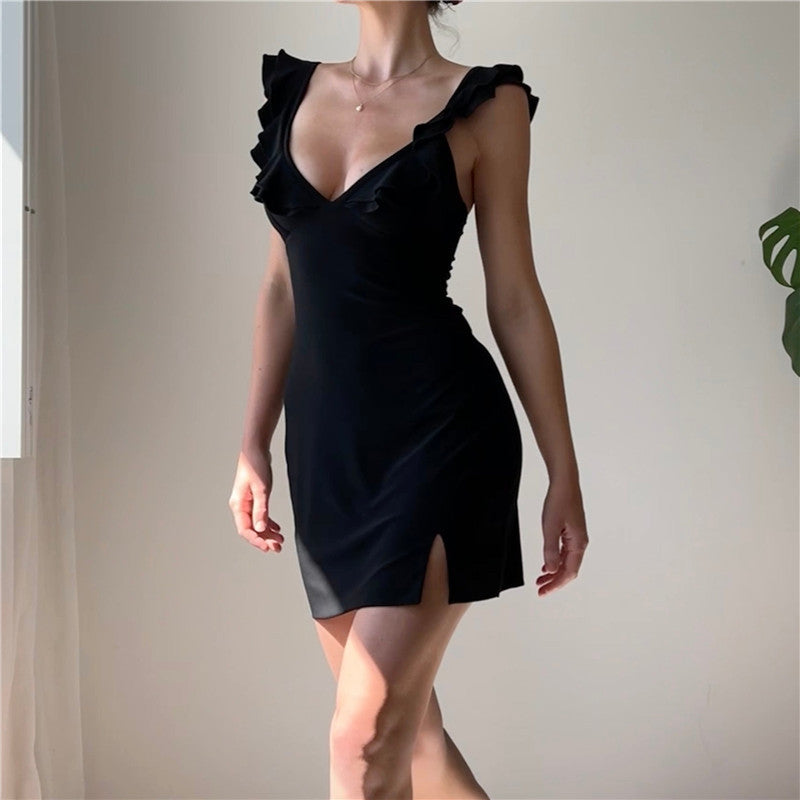 Summer Sexy French V neck Summer Vacation Sheath Dress Bella Mia