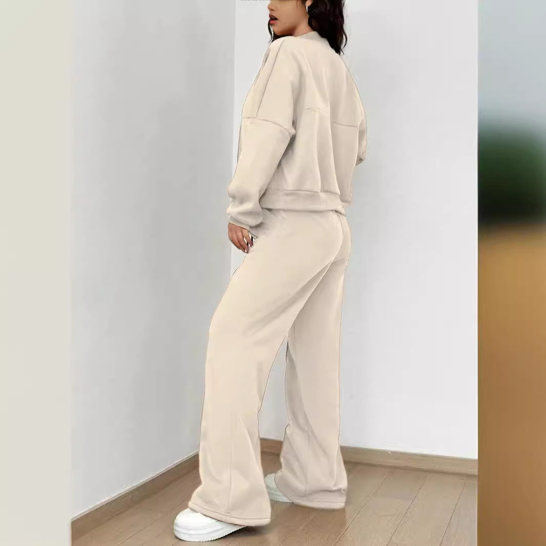 Spring Autumn Two Piece Set Trendy Cardigan Zipper Slim Fit Elastic for Women