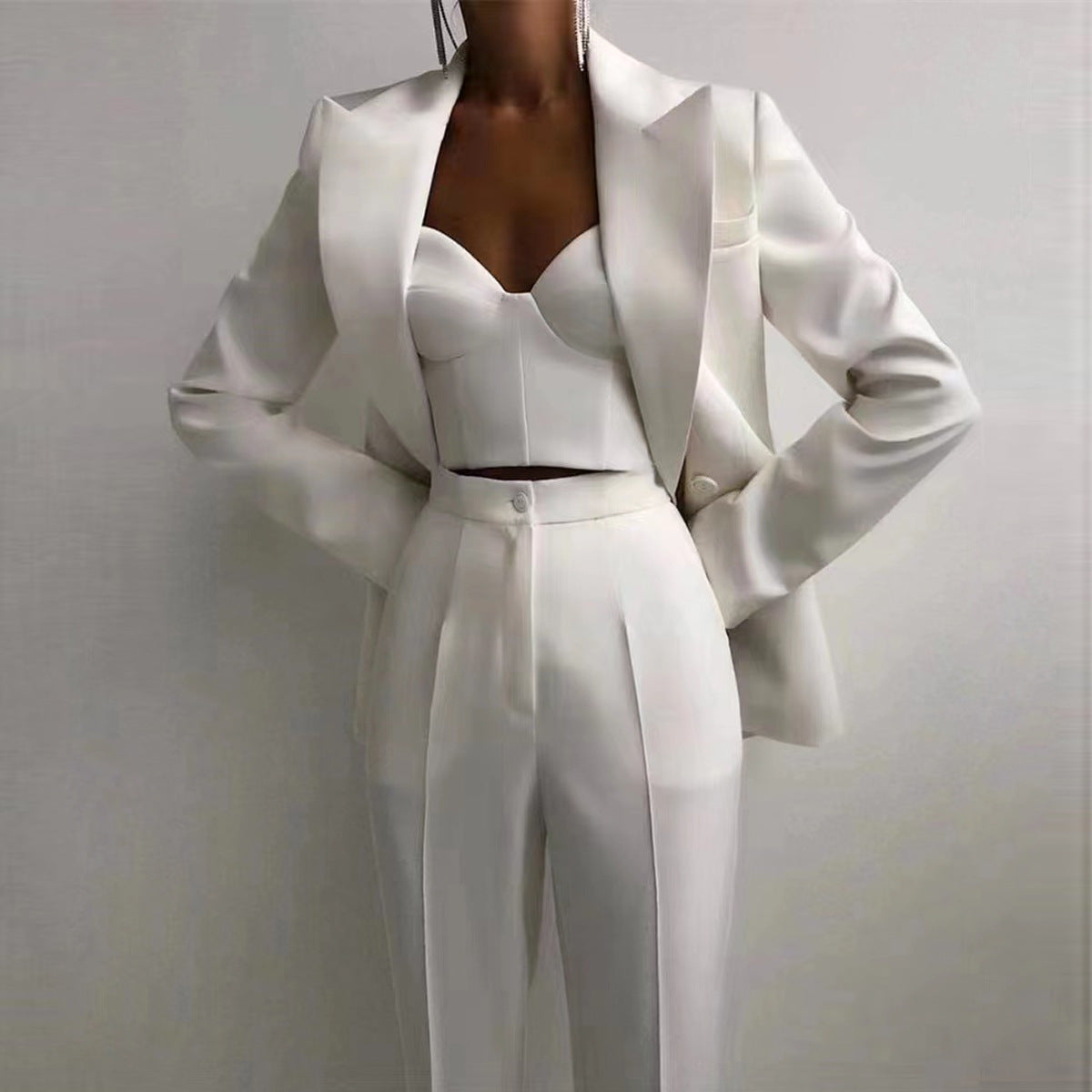 High Quality Casual Office Business Women plus Bra Pants Blazer Suit Set Wanita Store