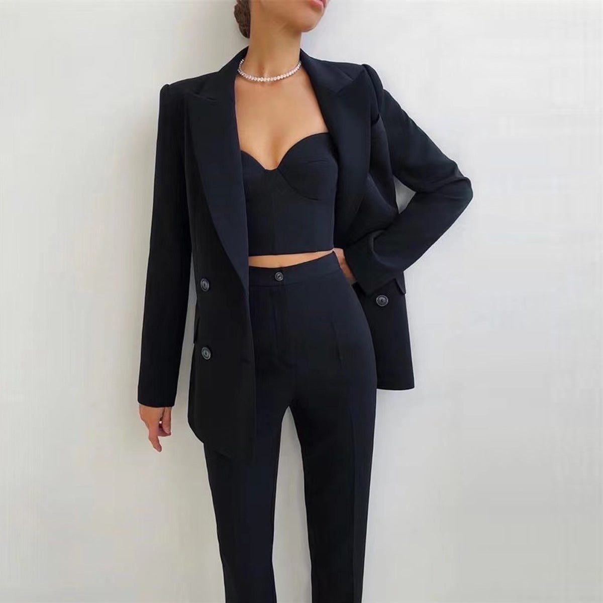 High Quality Casual Office Business Women plus Bra Pants Blazer Suit Set Wanita Store