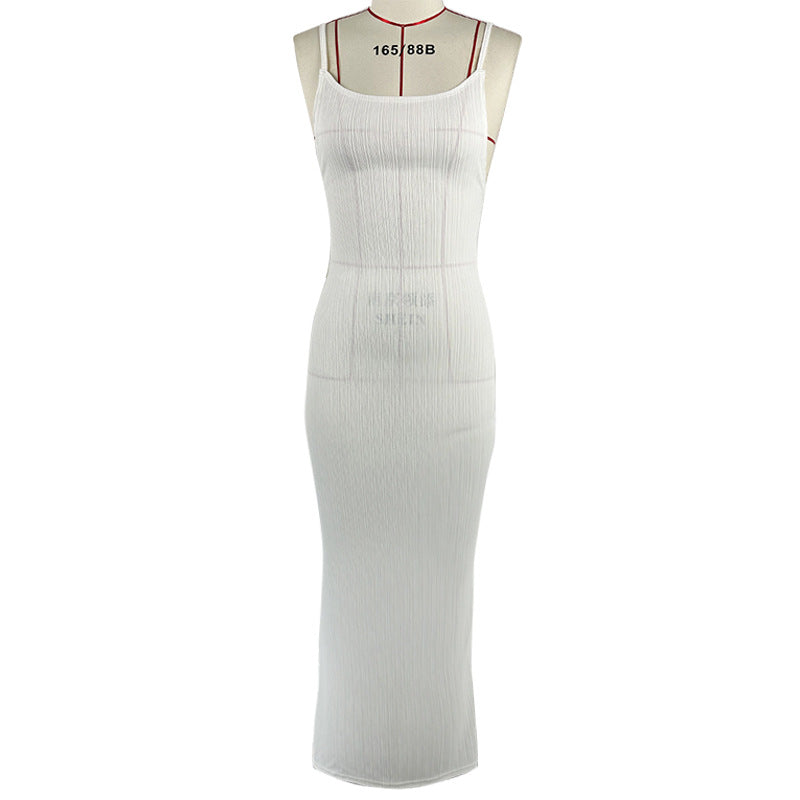 Women Clothing Sunken Stripe Slim Fit Suspender Dress Sexy Big Backless Tied Dress Bella Mia