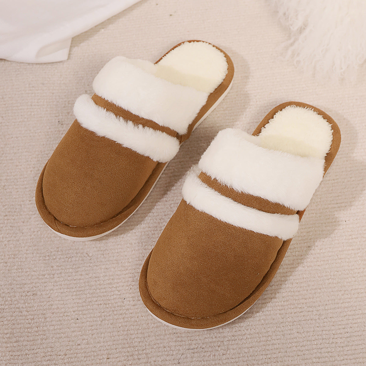 Fluffy Slippers Autumn Winter Warm Slugged Bottom Home Thickened Fleece Slippers Home Indoor Cotton Slippers Wanita Store